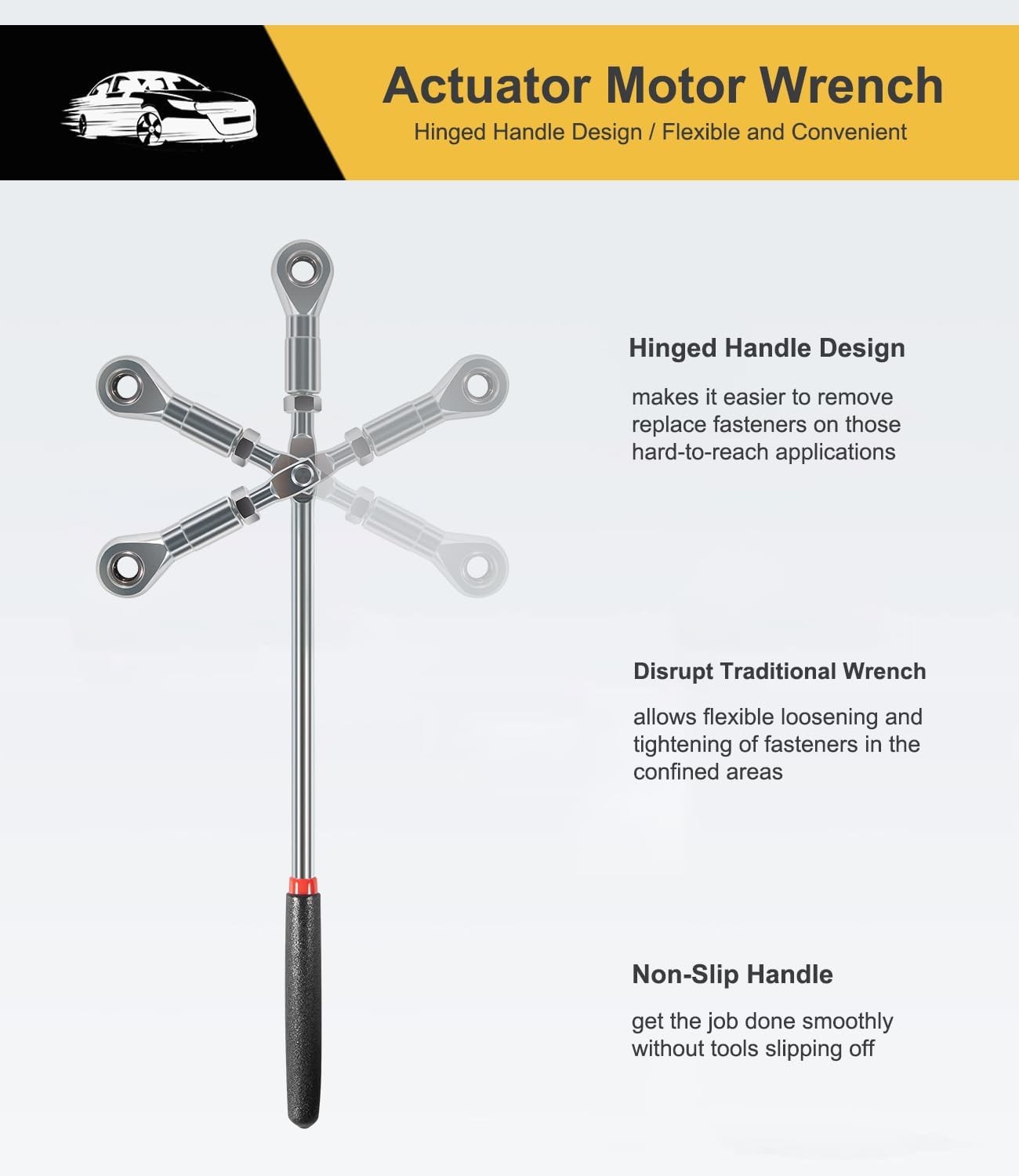 64180 Actuator Motor Wrench Tool Set include Sockets & 1/4″ Square Drive Adapter