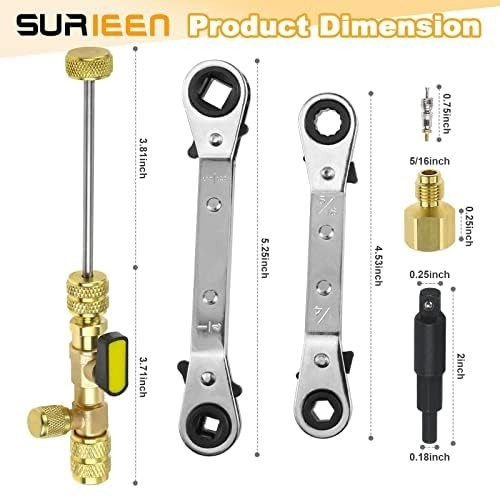 HVAC Valve Core Remover Installer Tool Set | 10pcs with Hex Bit Adapters & Dual