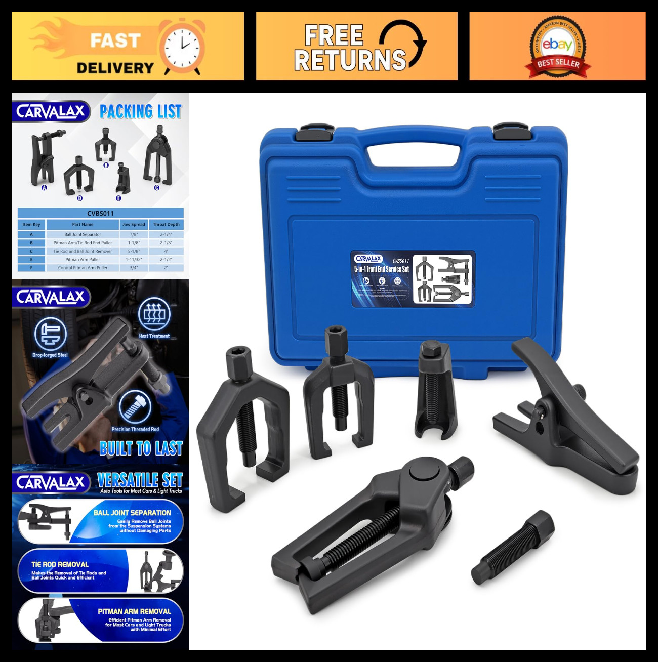 5-in-1 Ball Joint Separator Tool Kit for Tie Rods & Pitman Arm Puller – Auto Rep