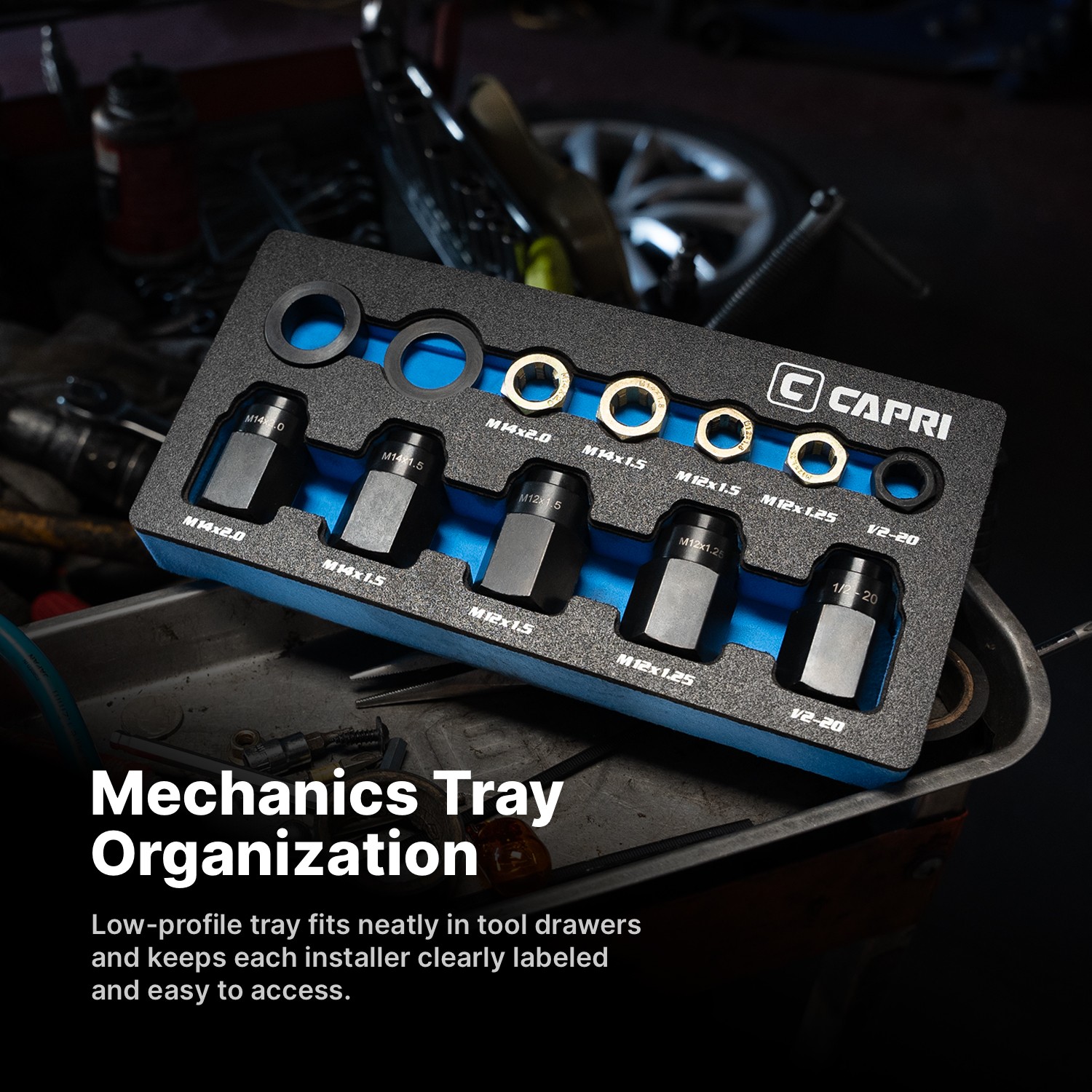 Capri Tools Wheel Stud Installer Kit with Mechanic’s Tray, 12-Piece