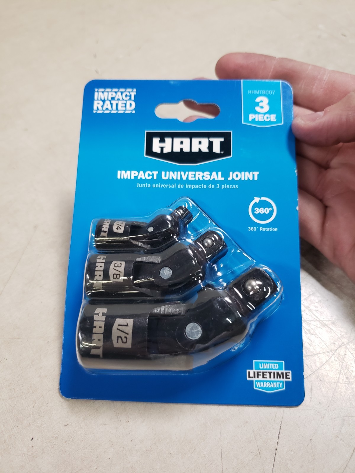 HART 3-Piece IMPACT UNIVERSAL JOINT 1/4″ 3/8″ 1/2″ Rotates 360° Socket Wrenches