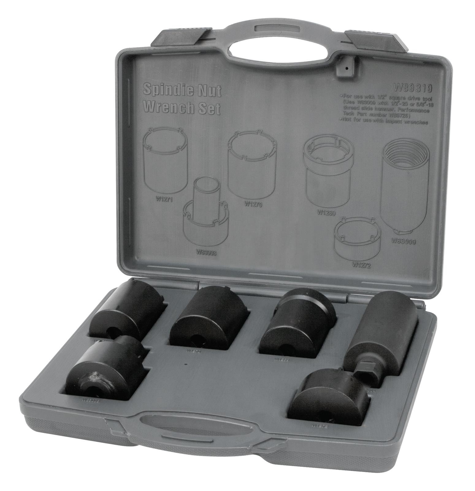Performance Tool W89319 Spindle Nut Wrench Set, Vanadium Steel, Black Oxide, Set