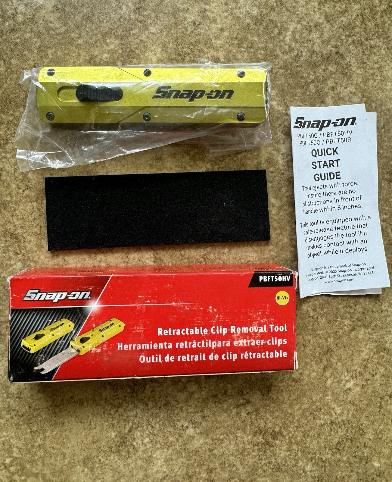 🟡 NEW Snap-On HI VIZ OTF Retractable Trim Clip Removal Tool PBFT50HV