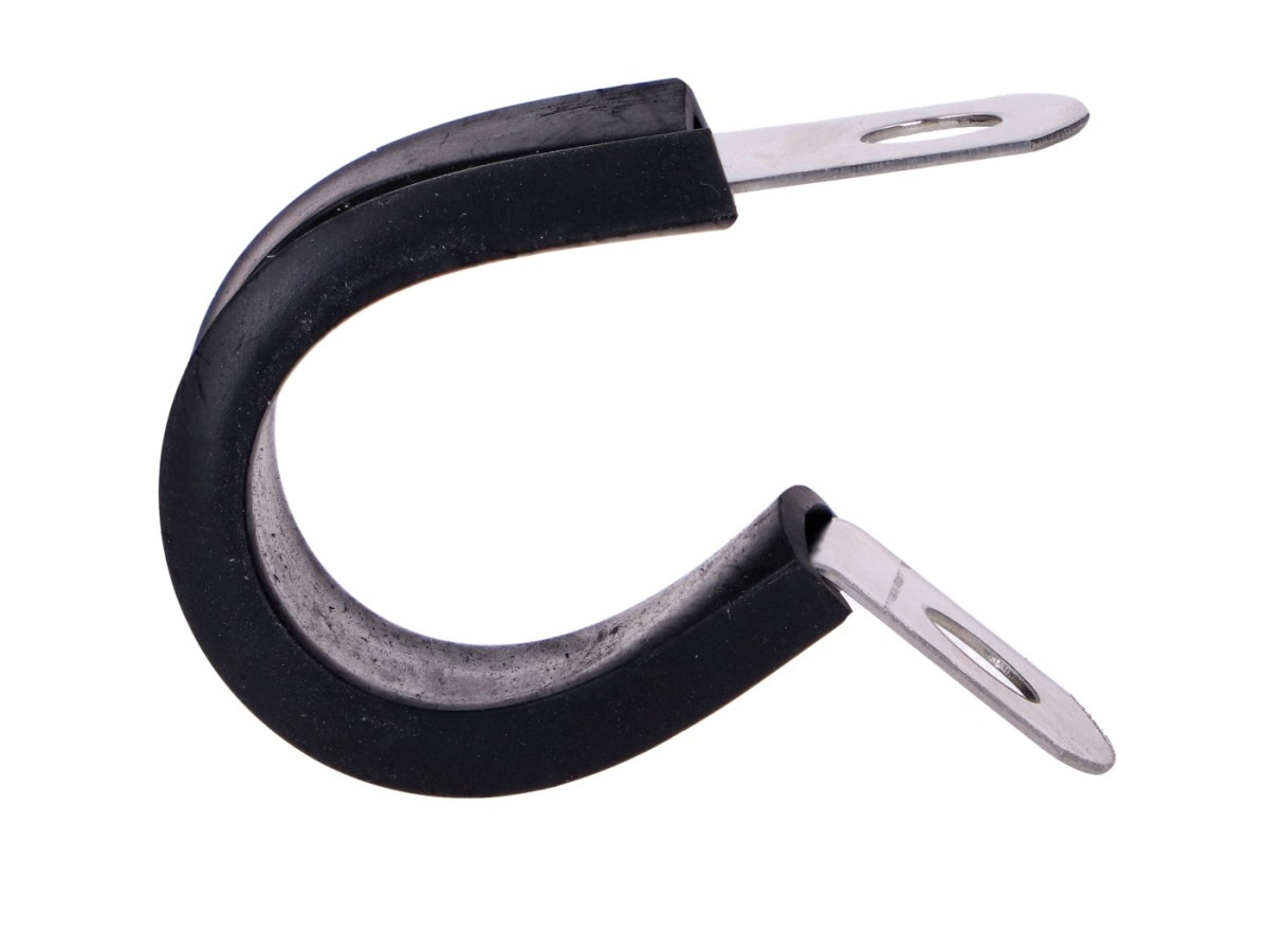 Cable guide clip metal with rubber 16mm