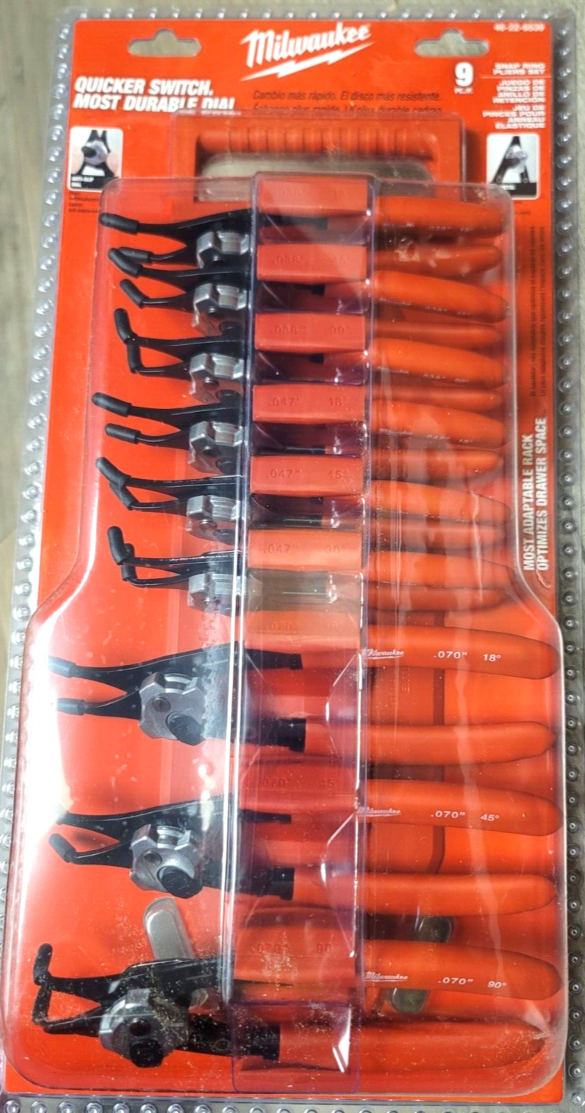 Milwaukee 9pc Quick Switch Snap Ring / Retaining Ring Pliers Set #48-22-6539