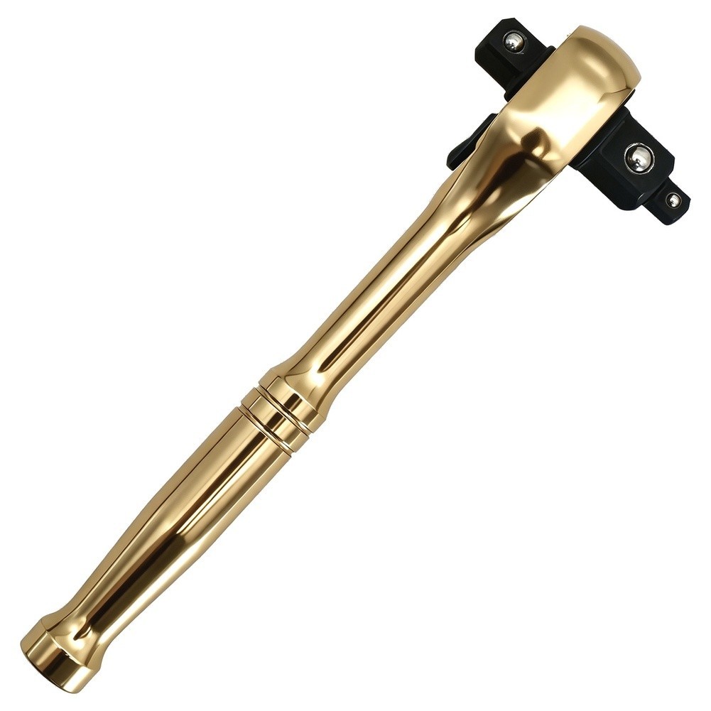 Gold Plated 3 in 1 Ratchet Wrench 1/4 3/8 1/2 Inch Drives for Car Repair