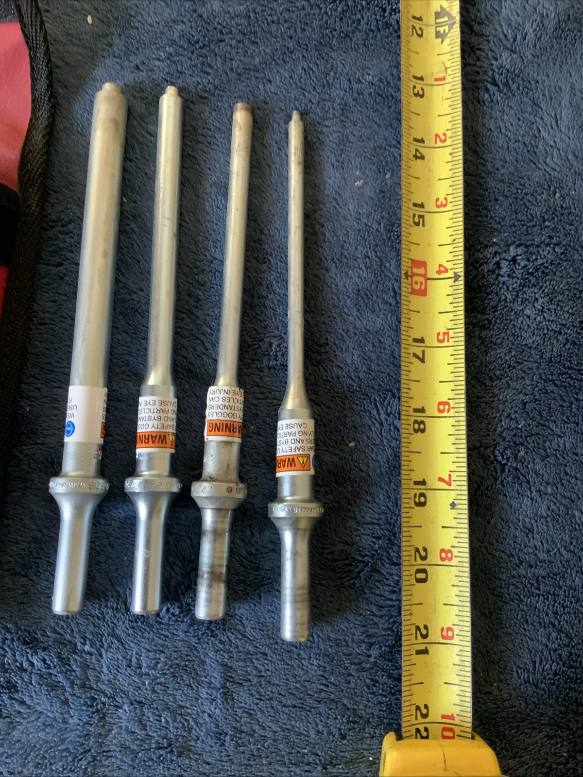 Snap On 4pc Roll Pin Punch Set For Air Hammer….1 Looks Worn Down….see Descrip