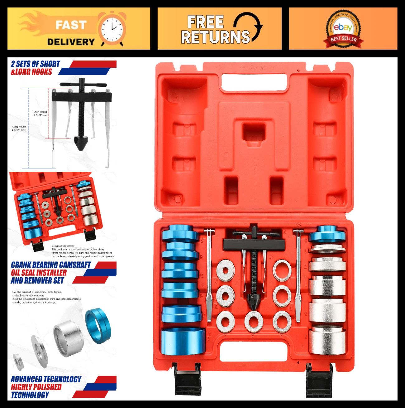 Crankshaft Camshaft Oil Seal Installer & Remover Set – 21pcs Tool Kit for Easy R