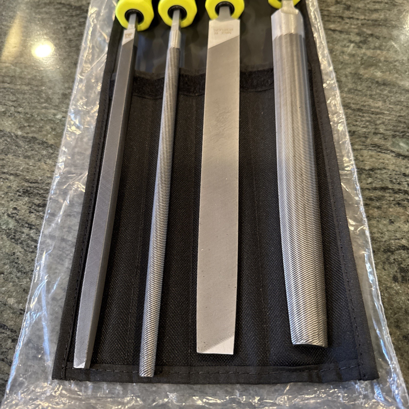 snap on sghbf600ahv hi viz 4 pc file handle set with pouch new
