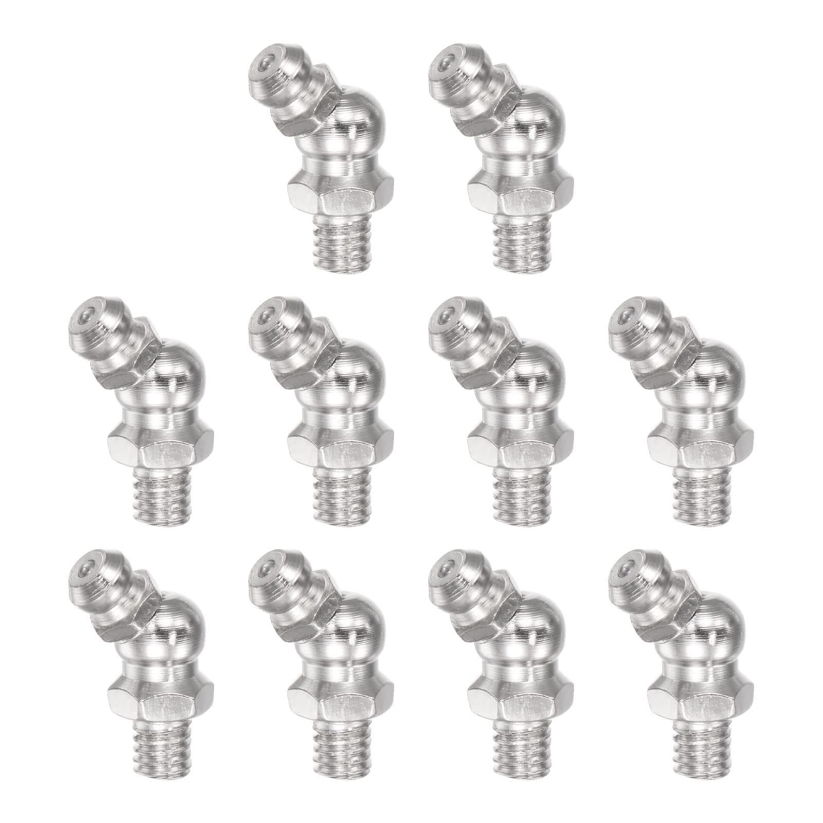 uxcell Nickel-Plated Iron 45 Degree Grease Fitting M6 x 1mm Thread x