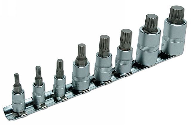 Laser Tools SALE!! 3266 Spline Bit Socket Set – 8 piece M4 – 16