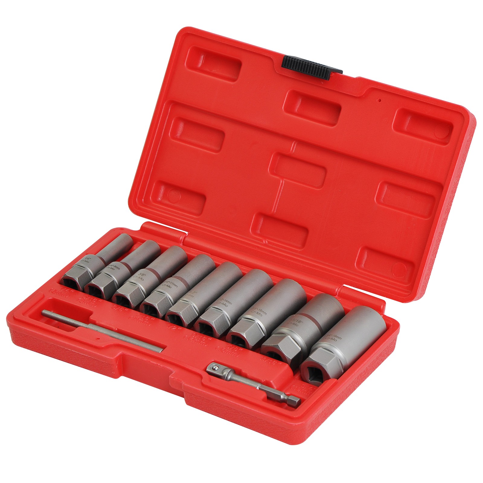 11PCS Spiral Type Bolt Extractor Tool, Broken Lug Nut Bolt Remover Easy-Out Set