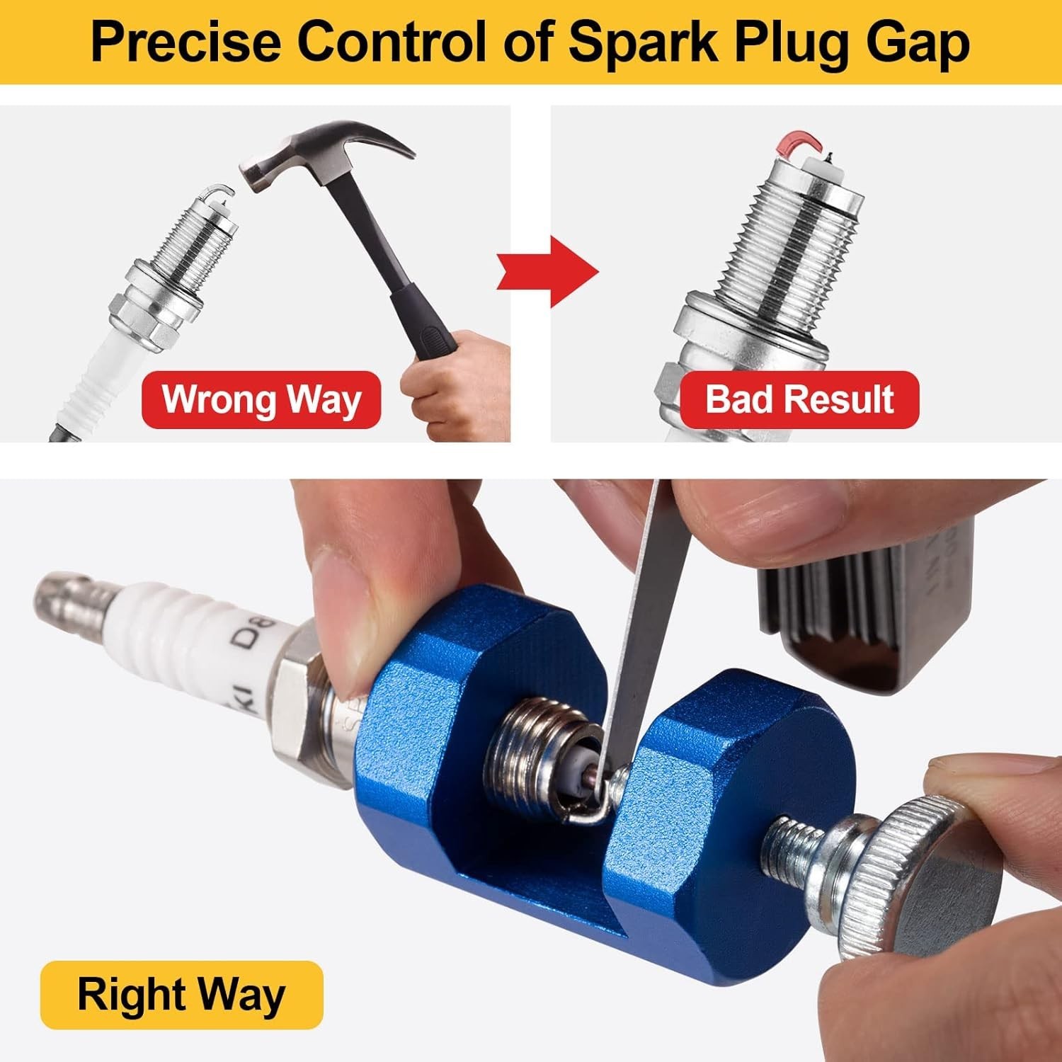 Spark Plug Gap Tool 2pcs Precision Adjustment Kit for 12mm 14mm Spark Plugs