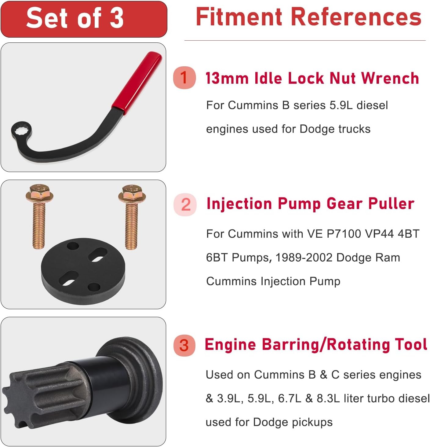 For Dodge Cummins Engine Barring Tool Injection Pump Gear Puller Lock Nut Wrench