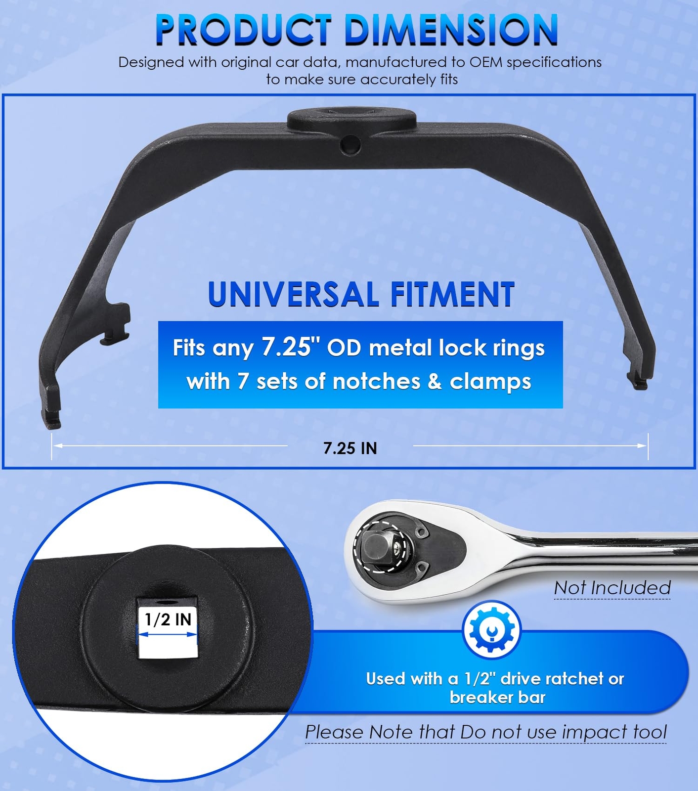 For Dodge Ram Nissan Fuel Tank Lock Ring Wrench Tool Pump Removal Installer 6599