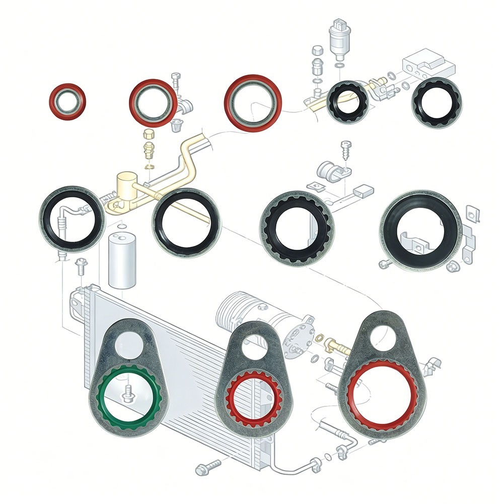 Car Air Conditioning Seals AC Compressor Gasket Kit Robust Metal And Rubber