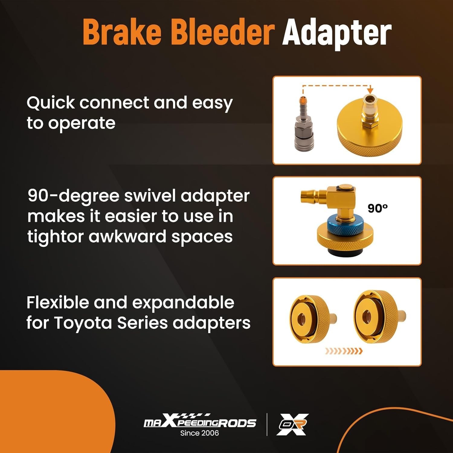 Brake Bleeder Adapter Kit 17 Pcs for Most Cars Aluminum Pressure Bleeding Tool