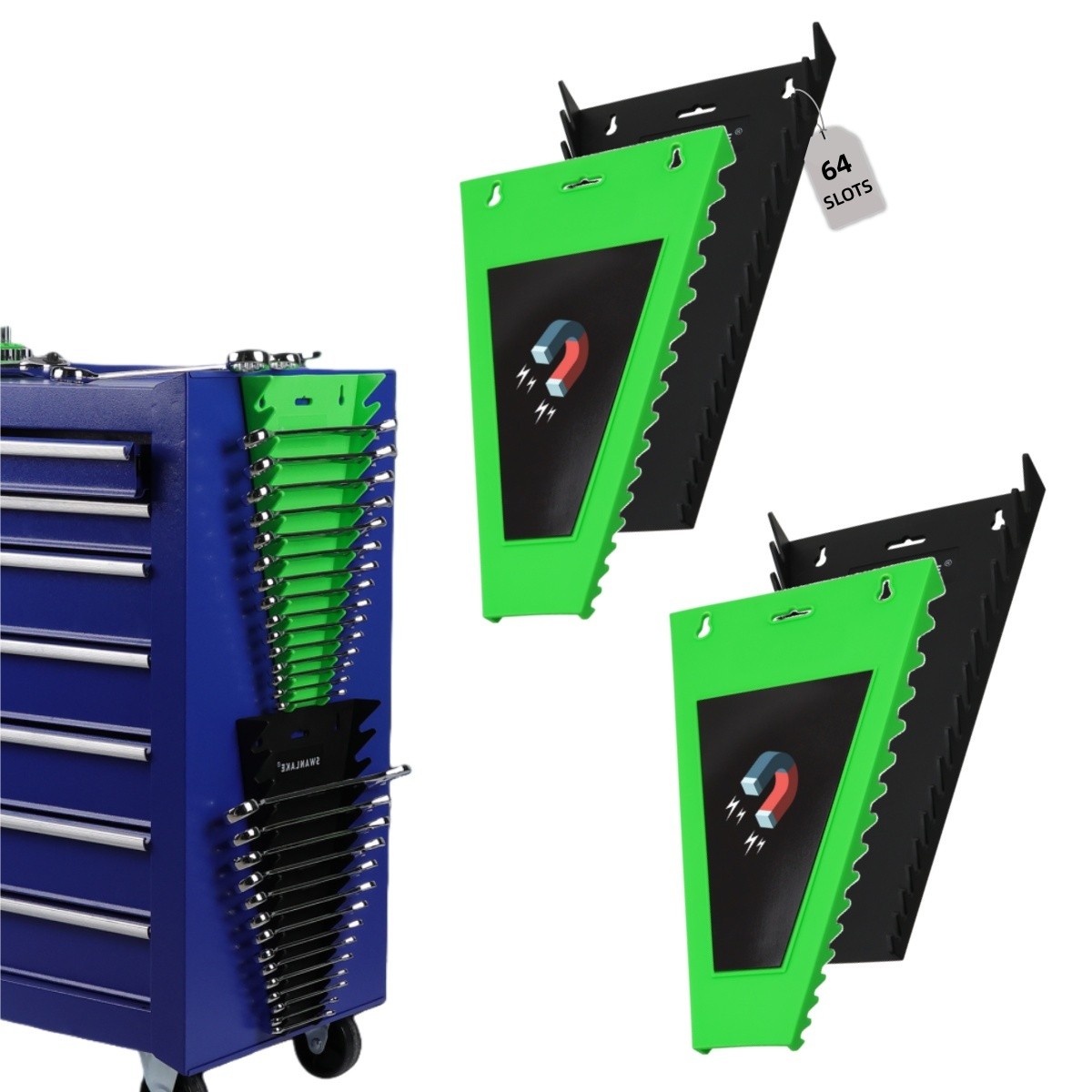 4PC Wrench Organizer Tray Rail Storage Rack Sorter Socket Holder Set MM & Inch