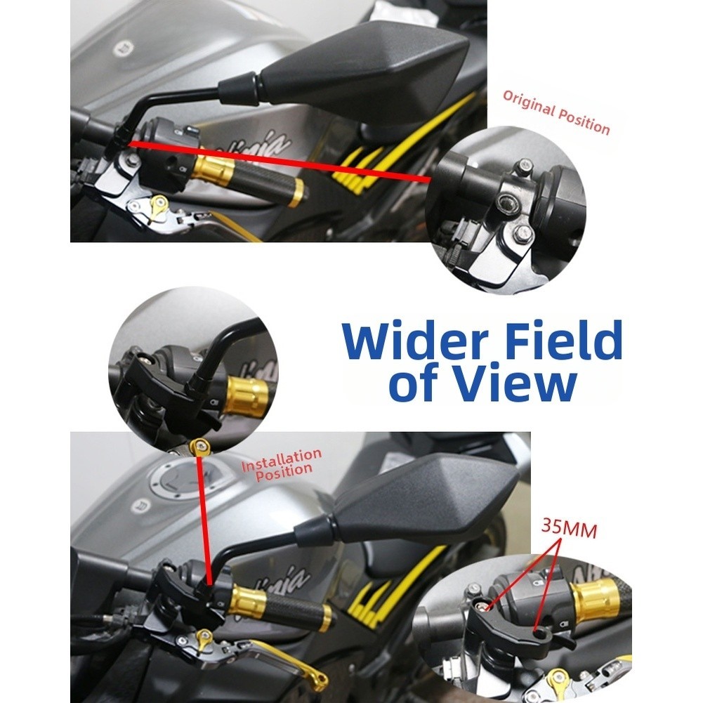 Aluminum Mirror Extension Riser Bracket for Motorcycle CNC Black Silver