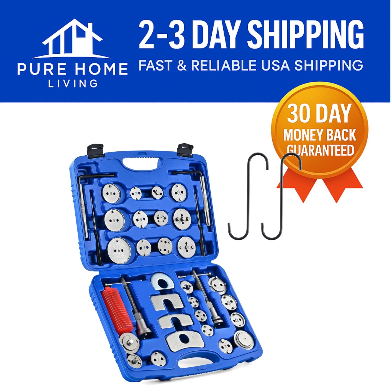 35-Piece Heavy Duty Brake Caliper Tool Kit with 24 Adapters for Universal Fit