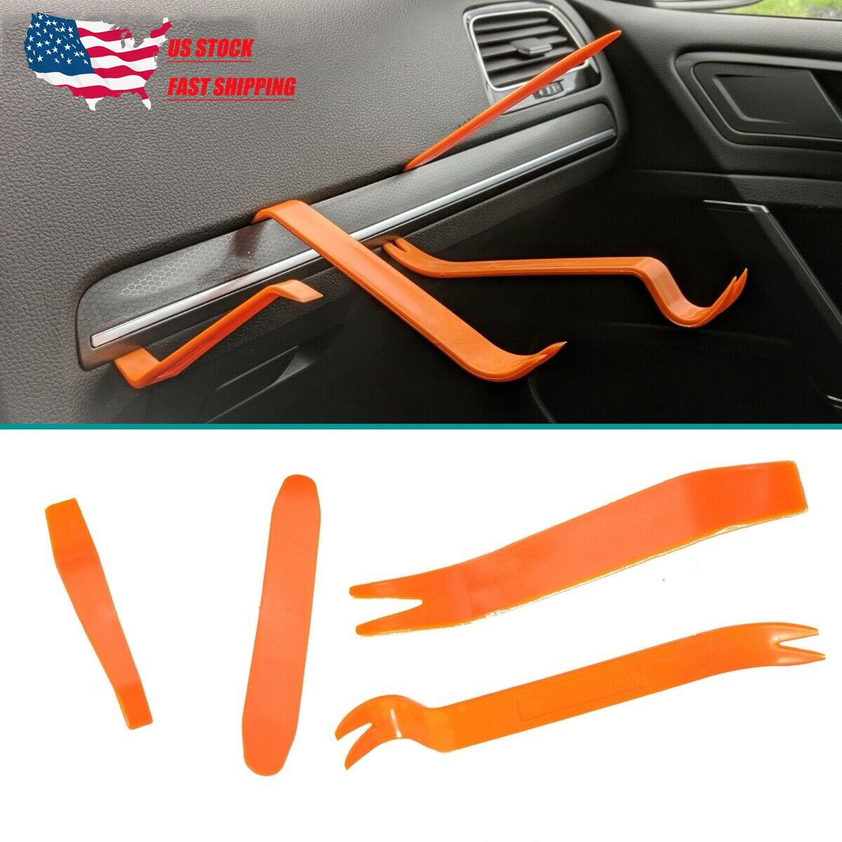 Car Trim Removal Tools 4Pcs Kit Plastic Pry Panel Door Dash Interior Clip Set