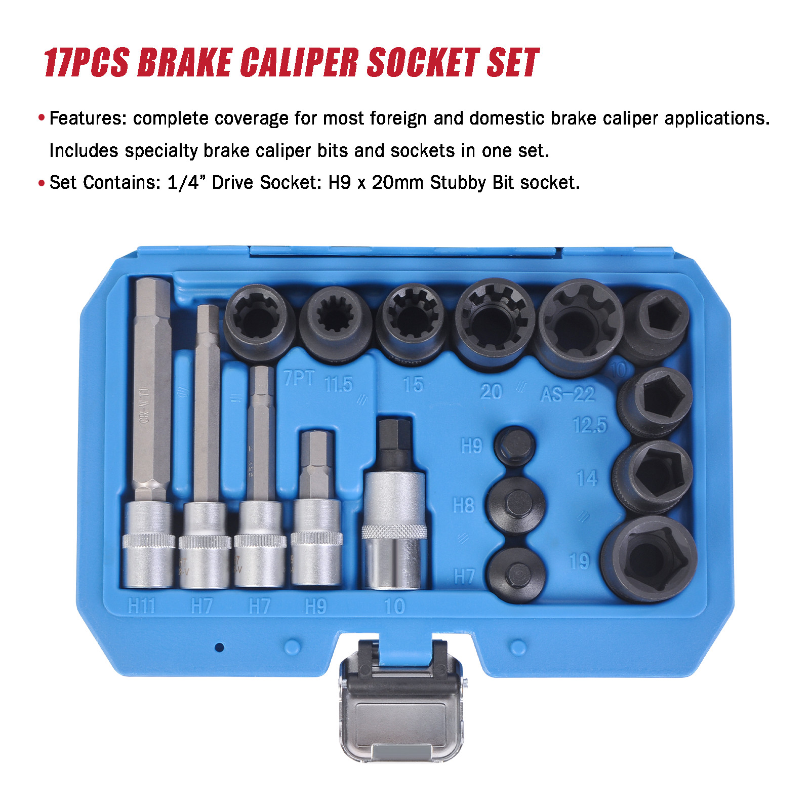 Brake Caliper Socket Set Kit 11.5/ 2022 /mm H7 H9 for Audi VW BMW Benz Porsche