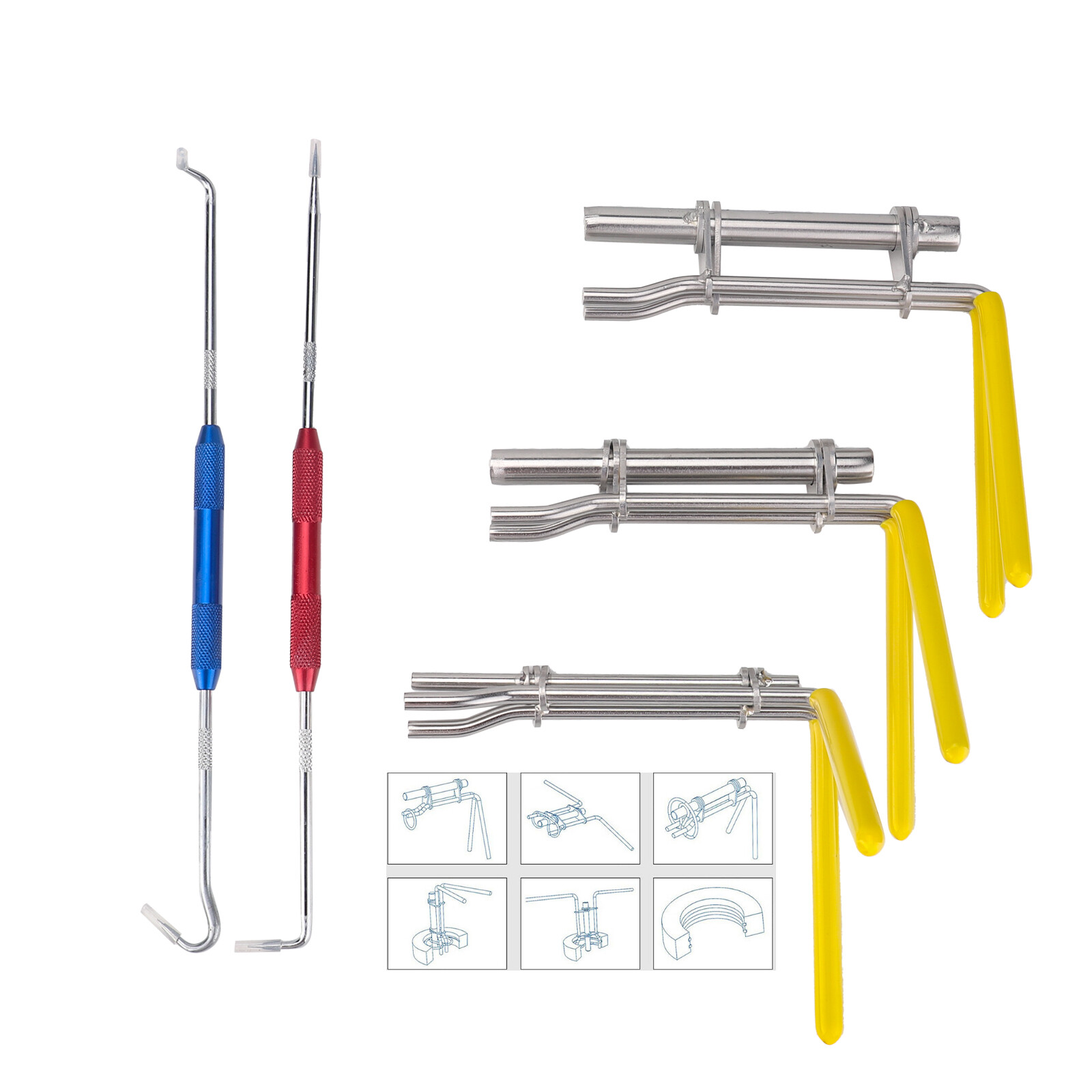 5pcs Hydraulic Cylinder Piston Rod Seal U-cup Installation & Remove Tool Kit Set