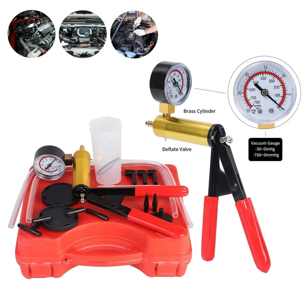 Manual Vacuum Pressure Pump Brake Fluid Drain Kit Vacuum PistolPump Tester Kit