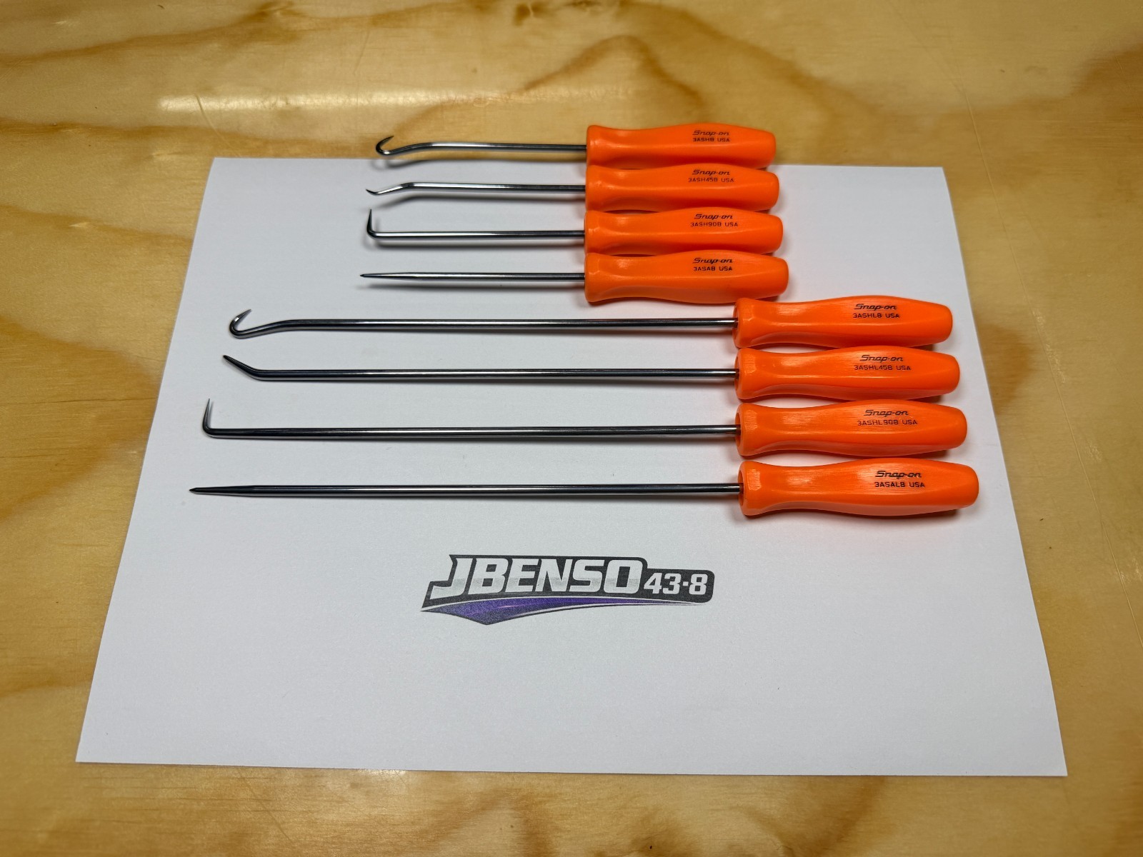 Snap-on Tools USA NEW ORANGE 8pc Mini Hard Grip Short & Long Master Pick Set