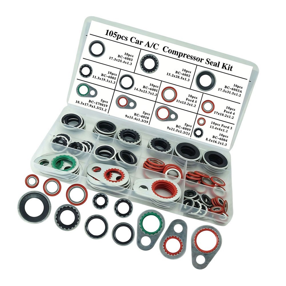 Car Air Conditioning Seals AC Compressor Gasket Kit Robust Metal And Rubber