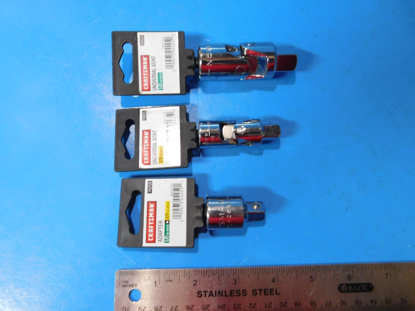 NEW,CRAFTSMAN 3/8 DR.&1/2 IN. DR UNIVERSALS, & 1/2 IN TO 3/8 IN. ADAPTER 3PC’S