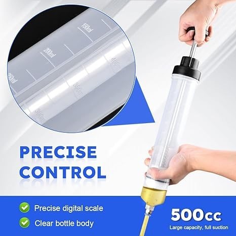 500cc Fluid Extractor Filling Syringe Transfer Liquid Pump Oil Extraction Auto