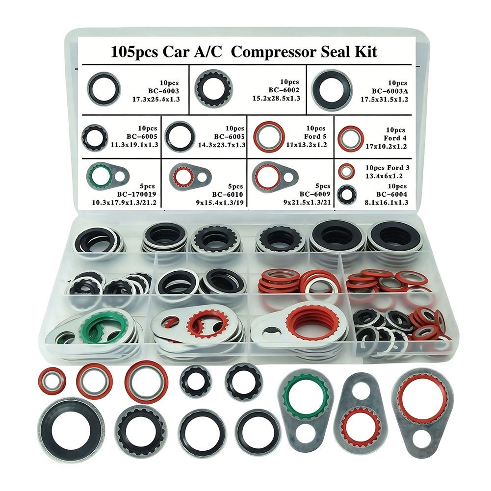 Car Air Conditioning Seals AC Compressor Gasket Kit Robust Metal And Rubber