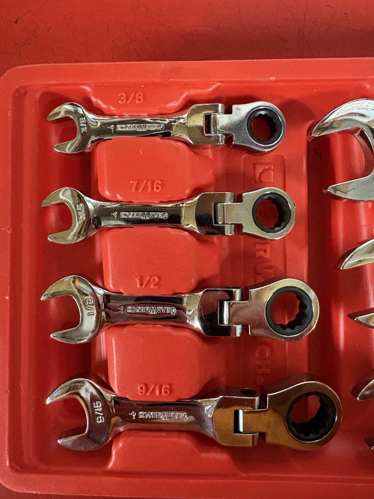 GEARWRENCH STUBBY WRENCH SET SAE. flex head 7pc NEW