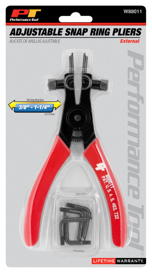 Performance Tool W88011 Adjustable External Snap Ring Pliers