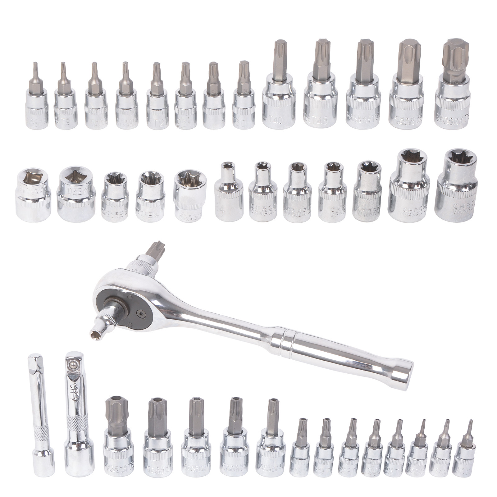 1/4 & 3/8″ Drive HEX and Torx Bit Socket Set Ratchet Wrench Tool Craftsman 42pc