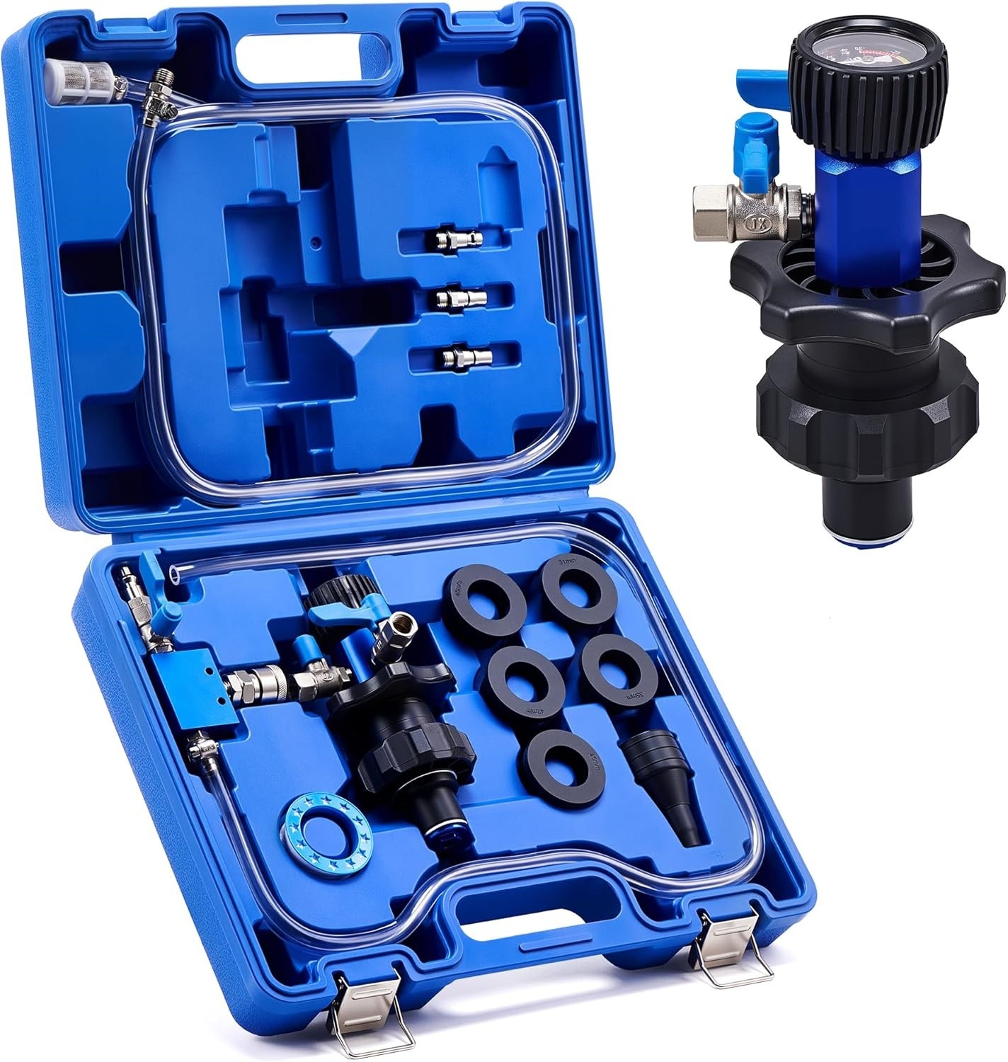 Coolant Vacuum Refill Kit with Leak Detector 5 Round Adapters 1 Conical Adapter