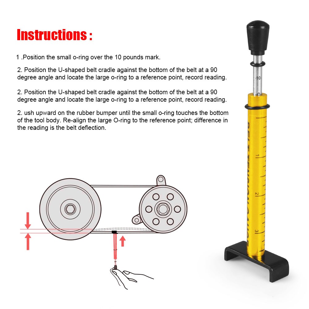 Gold Belt Tension Gauge Easy to Read Hand Tool 10 lbs Adjusting The Belt Tension