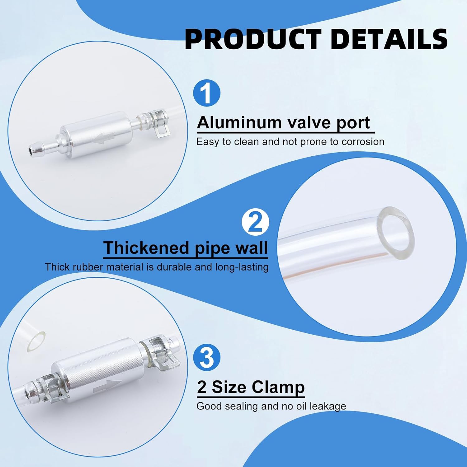 4 PCS Brake Bleeder Hose, One Way Check Valve Tube Bleeding Tool Kit Silver US