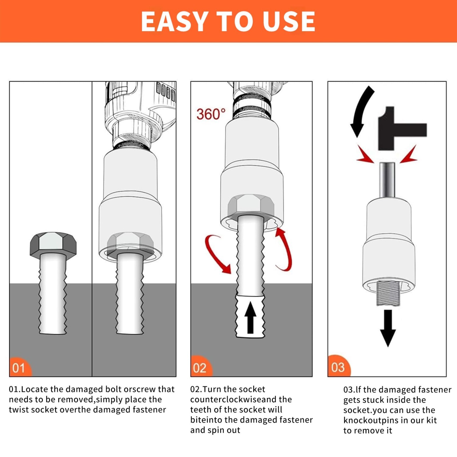 6-Piece Wheel Lock Removal Kit, Lug Nut Remover Set, Impact Bolt Extractor 10-16