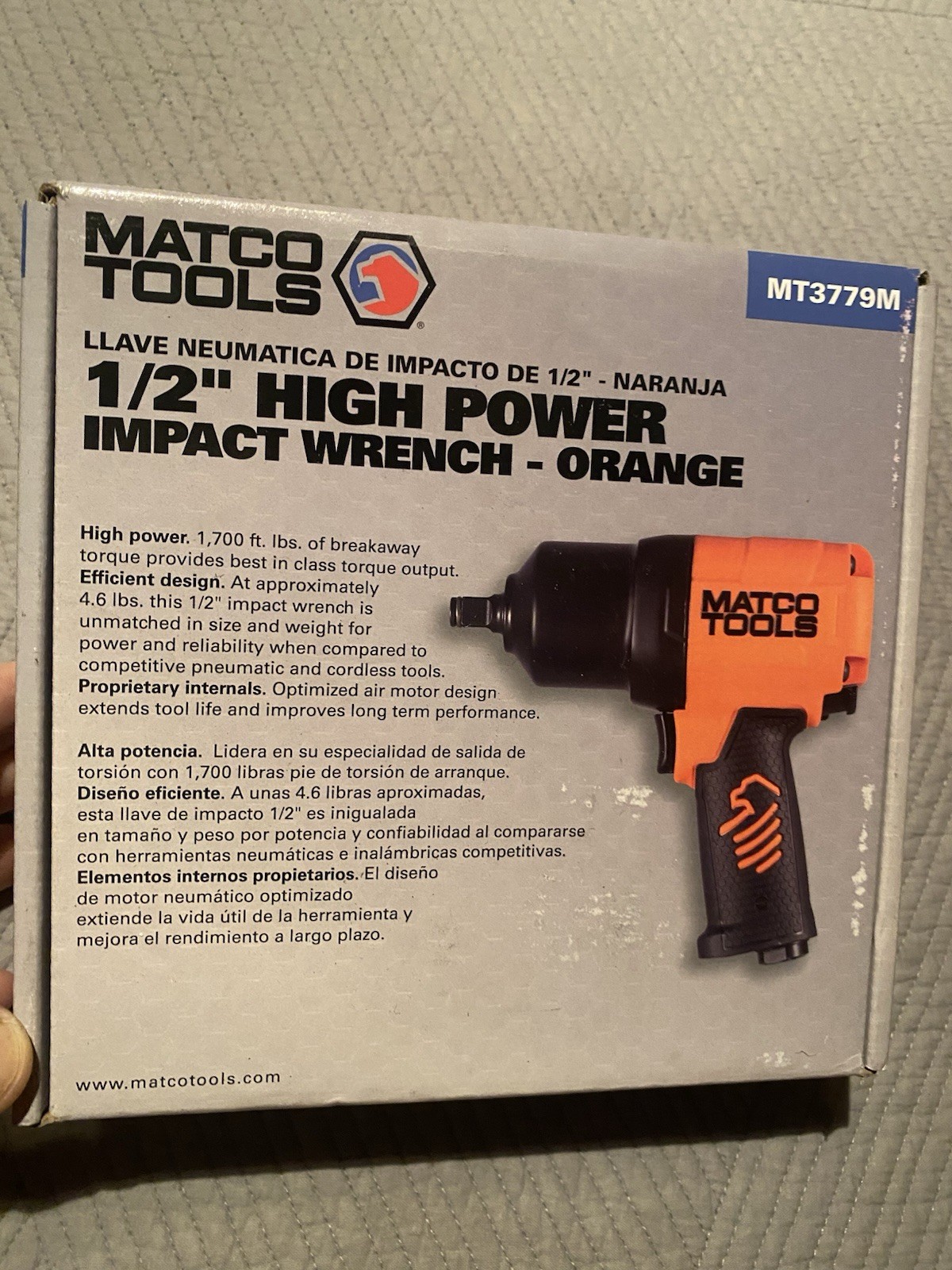 MATCO TOOLS ORANGE 1/2in IMPACT WRENCH #MT3779M