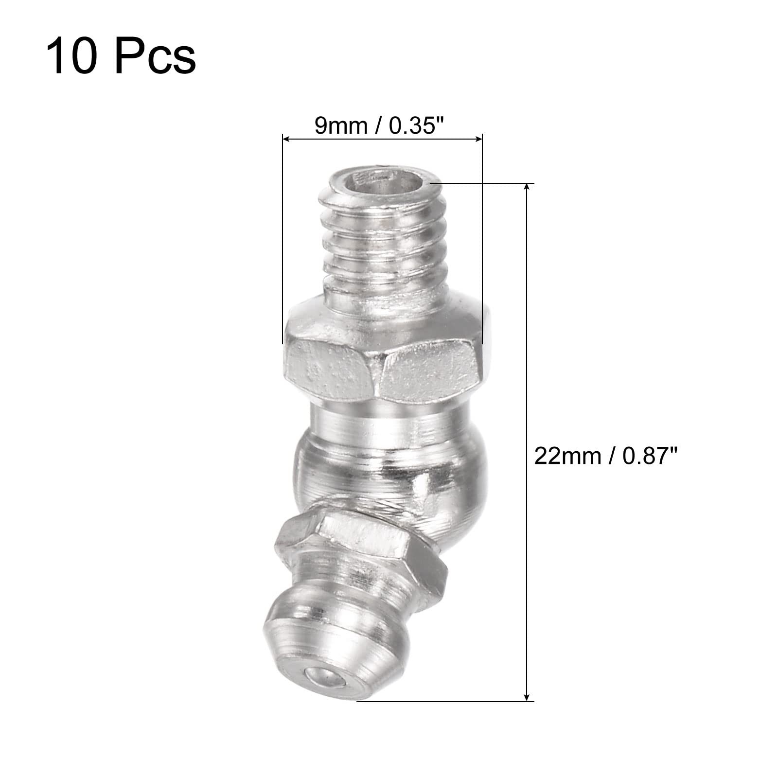 uxcell Nickel-Plated Iron 45 Degree Grease Fitting M6 x 1mm Thread x
