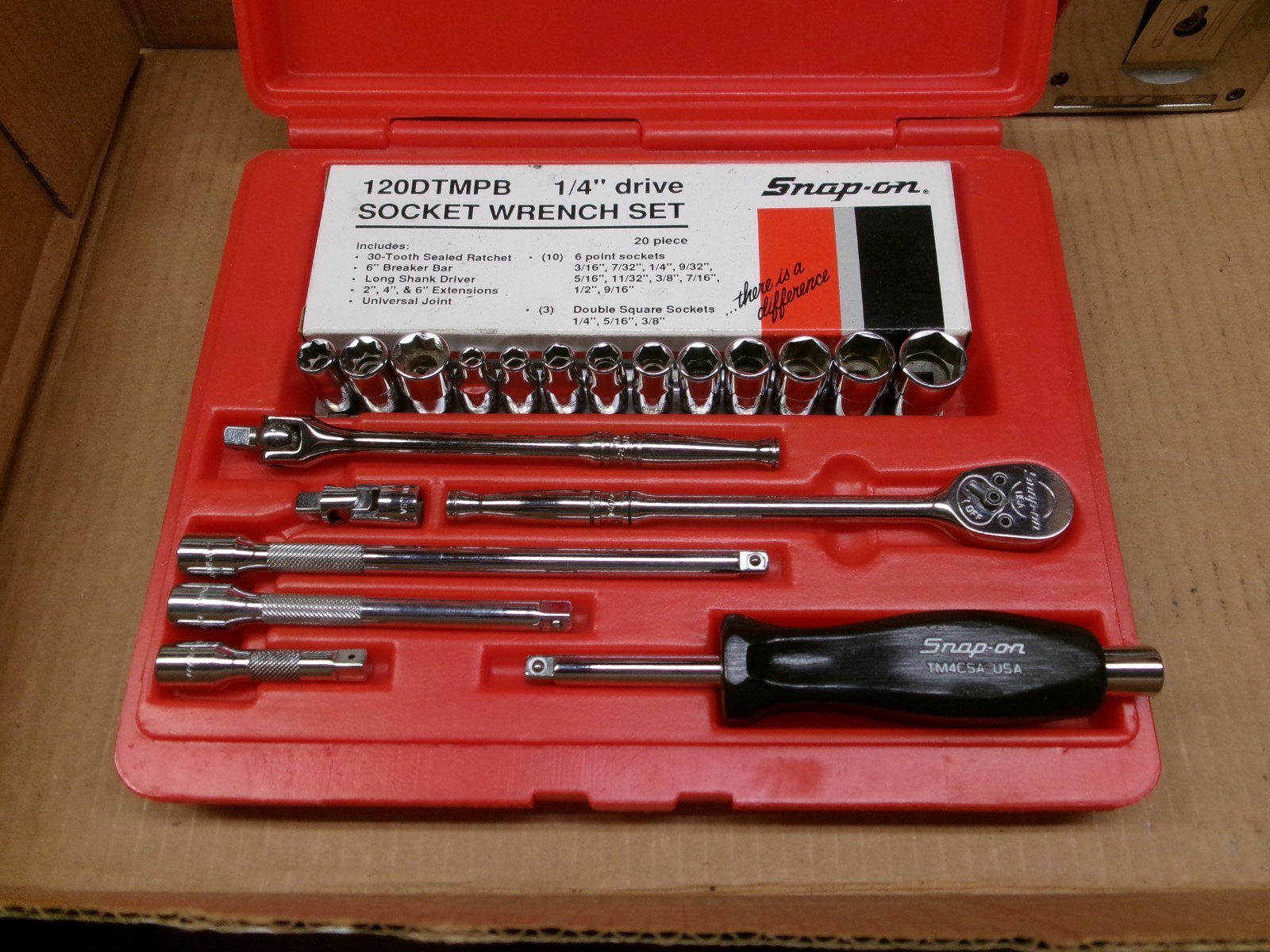Snap-on USA 20-Piece 1/4″ Drive Socket Set with Case No 120DTMPB Nice!