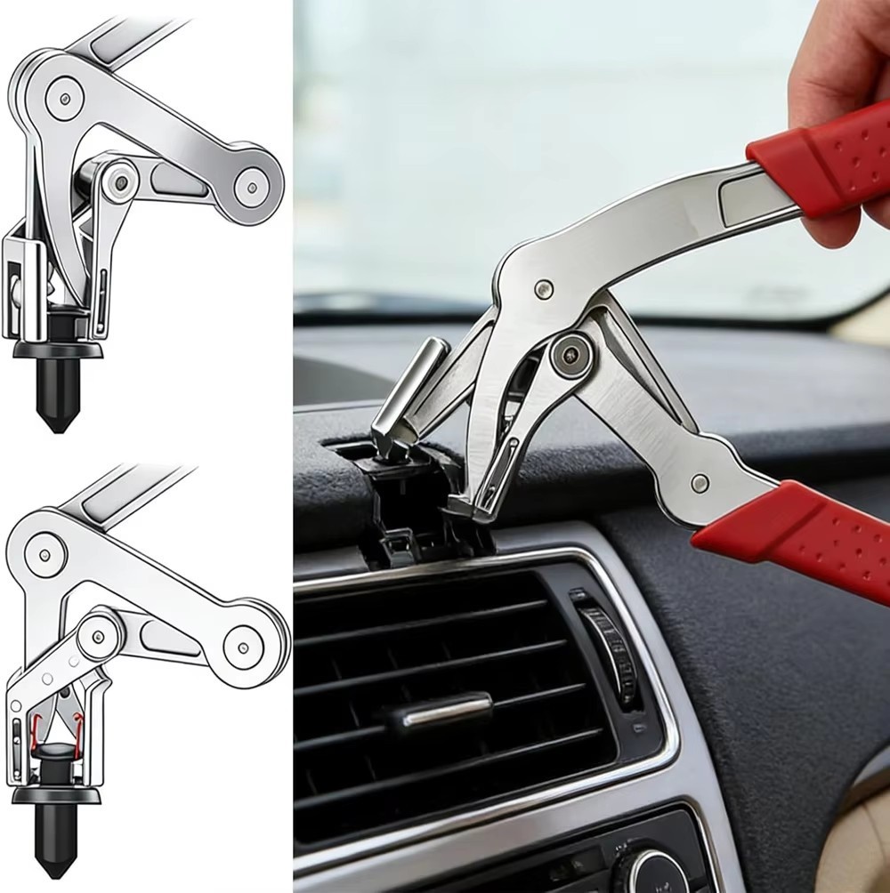 Car Clip Pliers & Trim Removal Tool, Spring-Loaded Fastener Rivet Remover Tool