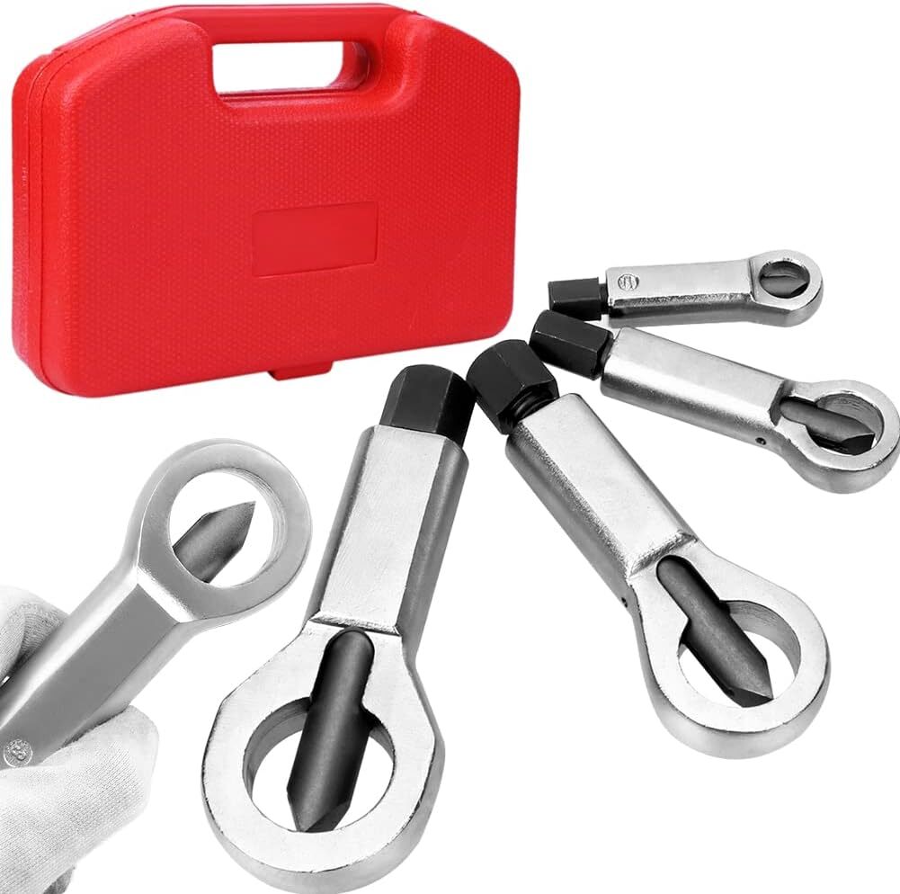 4Pcs Nut Splitter Cracker Set Heavy Duty 9-27mm Damaged Bolt Remover Tool