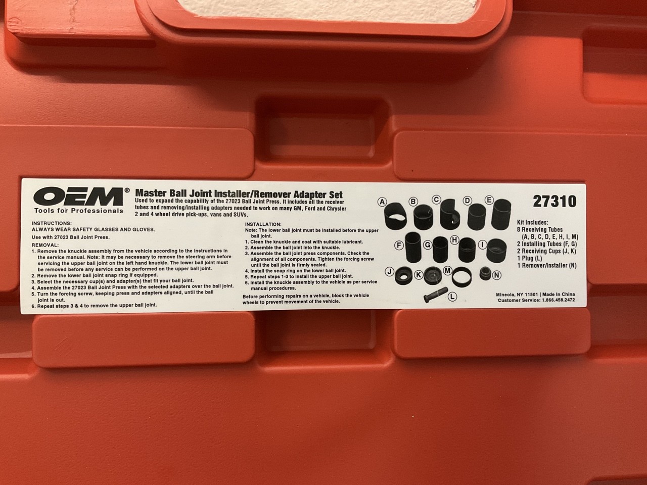 OEM TOOLS 27310 Master Ball Joint Installer / Remover Adapter Tool Set, 14 Piece