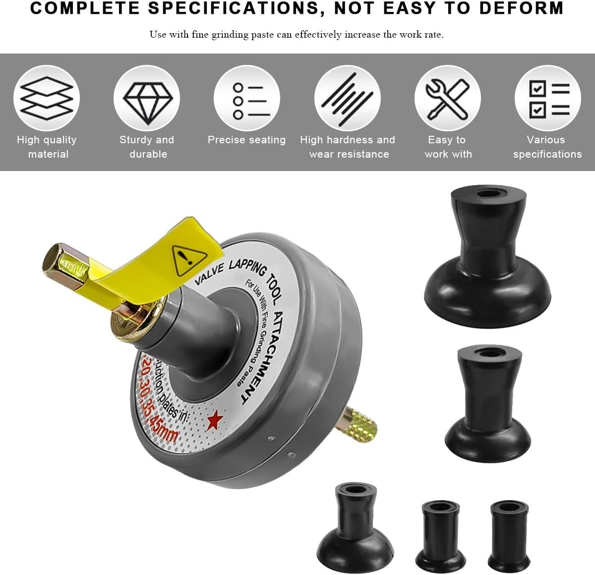 Valve Lapping Tool Kit Valve Lapping Tool & Compound Kit with 5 Suction Plate…