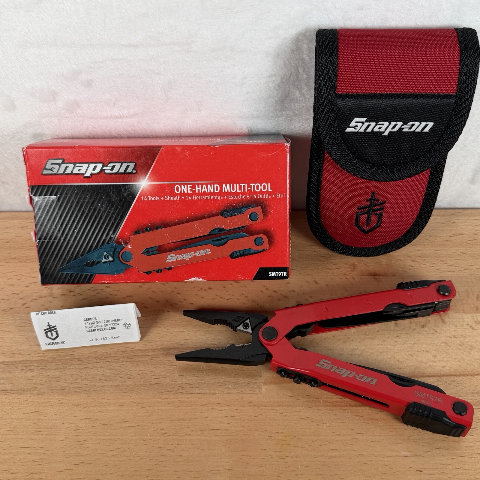 Snap On Tools SMT97R Red Powder Coated Stainless Steel Gerber Multi Tool NEW