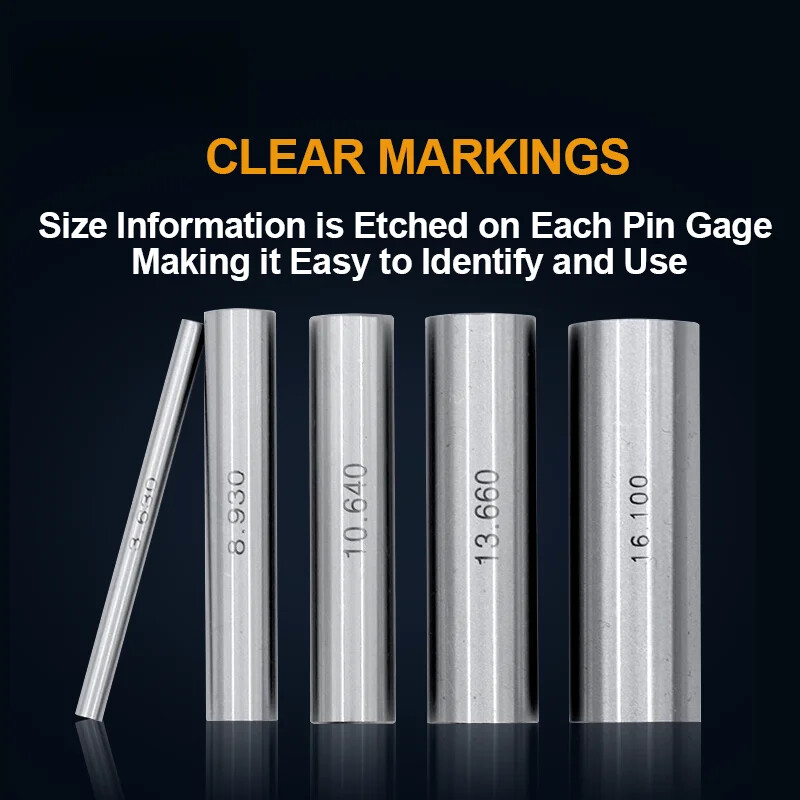 Precision Steel Pin Gauge Set Range Plug Gage for Carpentry and Inspection