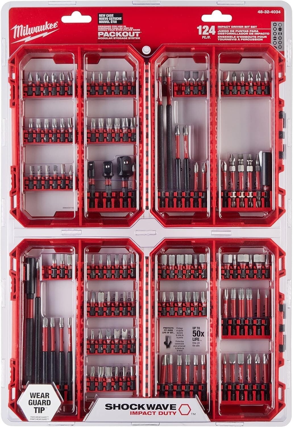 Milwaukee 124PC Shockwave Impact Driver Bit Set for PACKOUT Model 48-32-4034